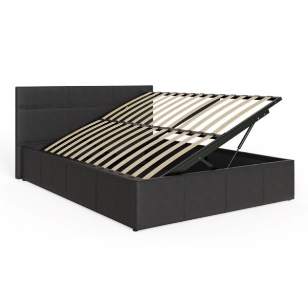 leather ottoman storage bed (end lift up) black