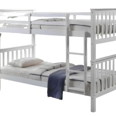 Lily Wooden Bunk Bed with Pull-Out Trundle – Solid Pine Space-Saving Frame – Kids Bedroom Furniture