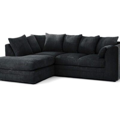 Manny L-Shape Corner Sofa – 4-Seater Jumbo Cord Fabric – Left or Right Facing – Memory Foam & Scatter Cushions