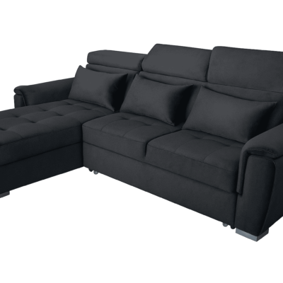 Antonio Velvet Corner Sofa Bed with Storage & USB – Universal Side, Medium Firm, Double Sleeper