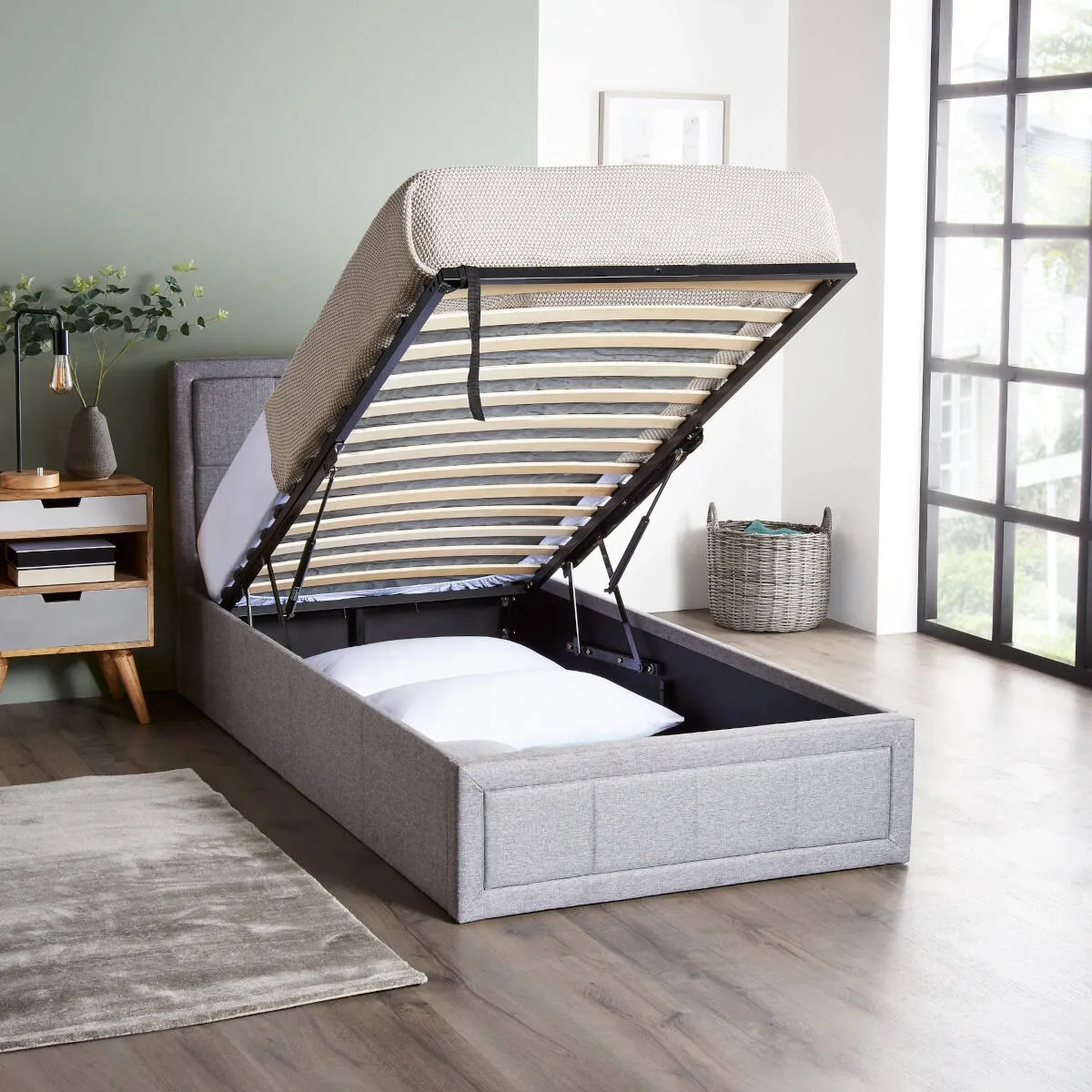 Single Ottoman Bed Frame & Mattress - Image 6