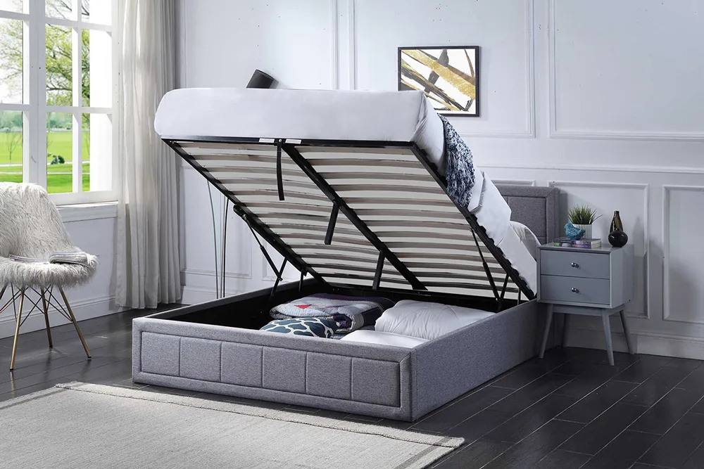Small Double Leather Ottoman Storage Bed - Image 6