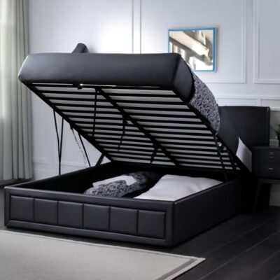 Small Double Leather Ottoman Storage Bed