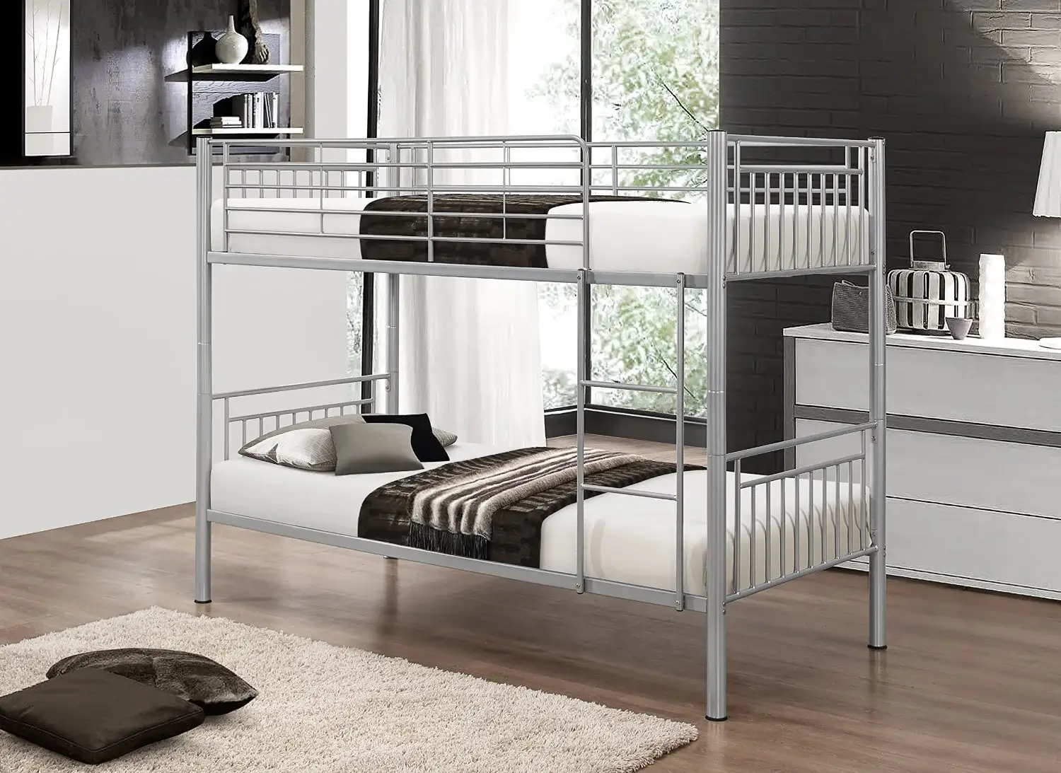 Single Metal Bunk Bed Silver Colour